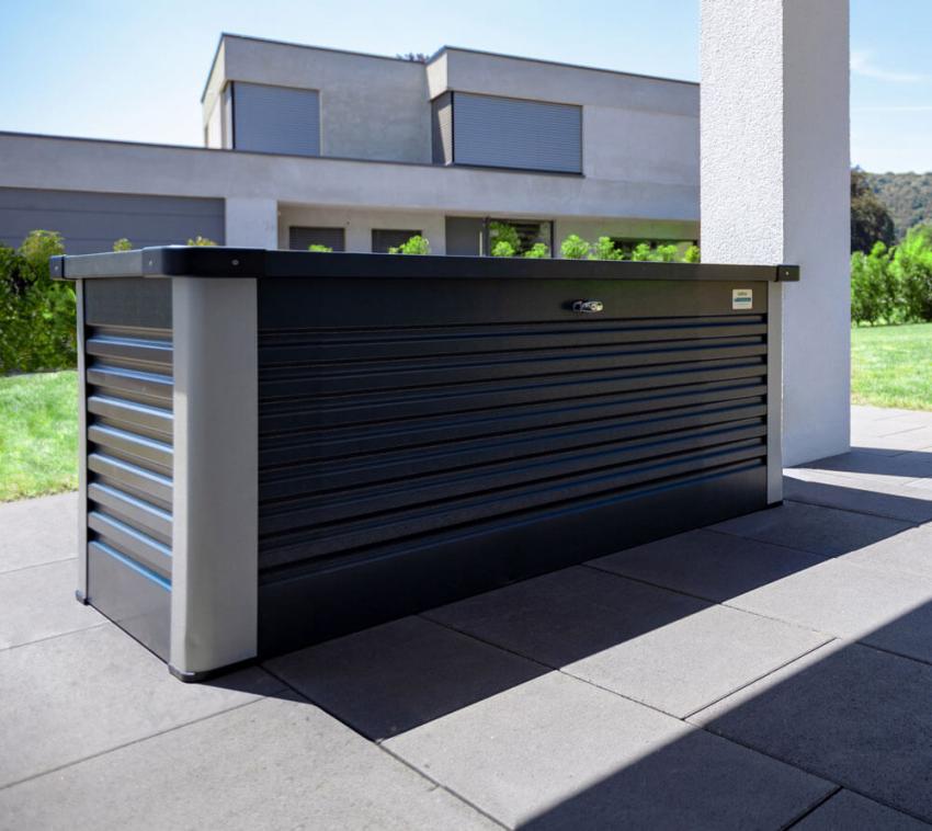 Trimetals Metall Kissenbox Aufbewahrungsbox Small | Anthrazit | 79x135x73 cm 