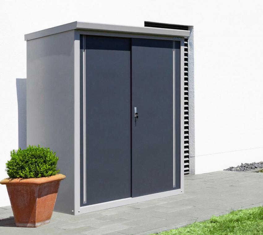 Trimetals Metall Gartenschrank Guardian D63 | Grau | 98x172x187 cm Inkl. 2 Regalen