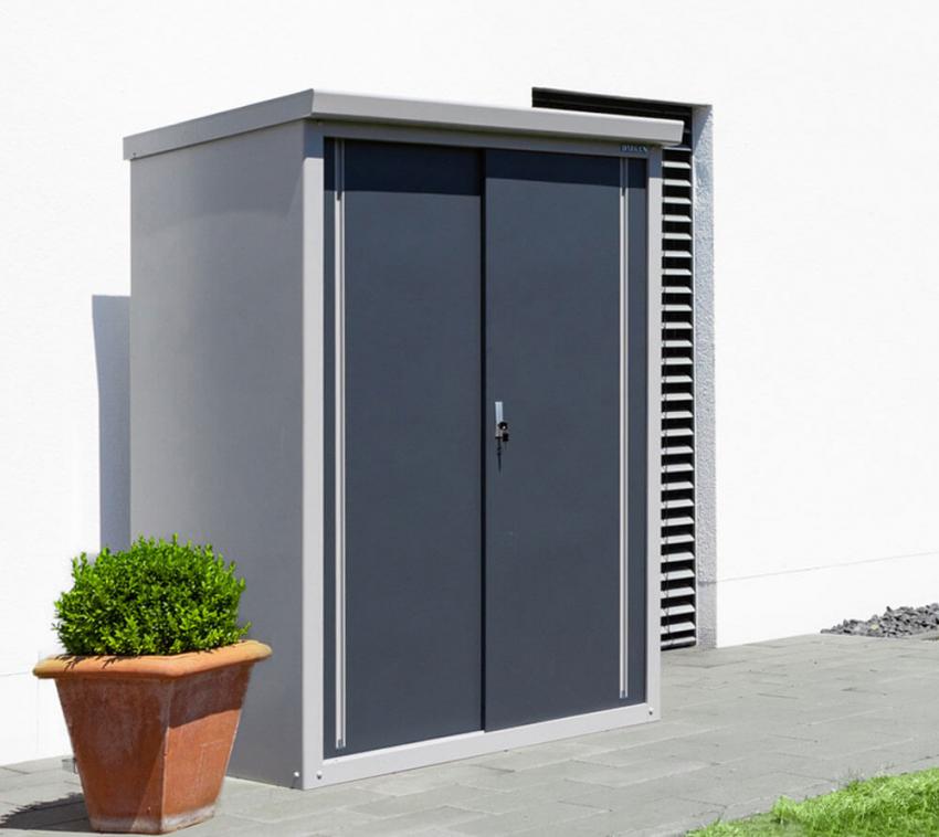 Trimetals Metall Geräteschrank Guardian D43 | Grau | 98x136x187 cm Gartenschrank Guardian D43
