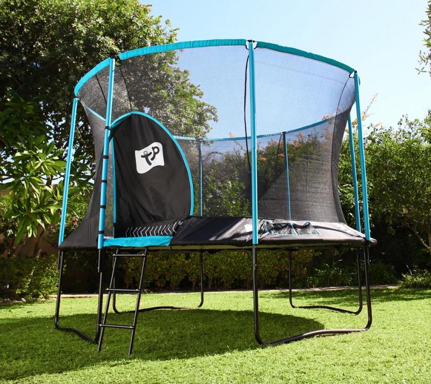 TP Toys Trampolin Genius 12 | inkl. Sicherheitsnetz | Schwarz/blau | 365x365x269 cm 