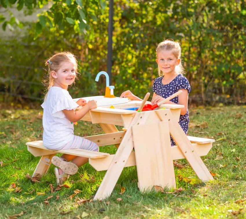 TP Toys Holz Spieltisch & Matschtisch Nashorn | inkl. Waschbecken | Natur | 89x94x71 cm 
