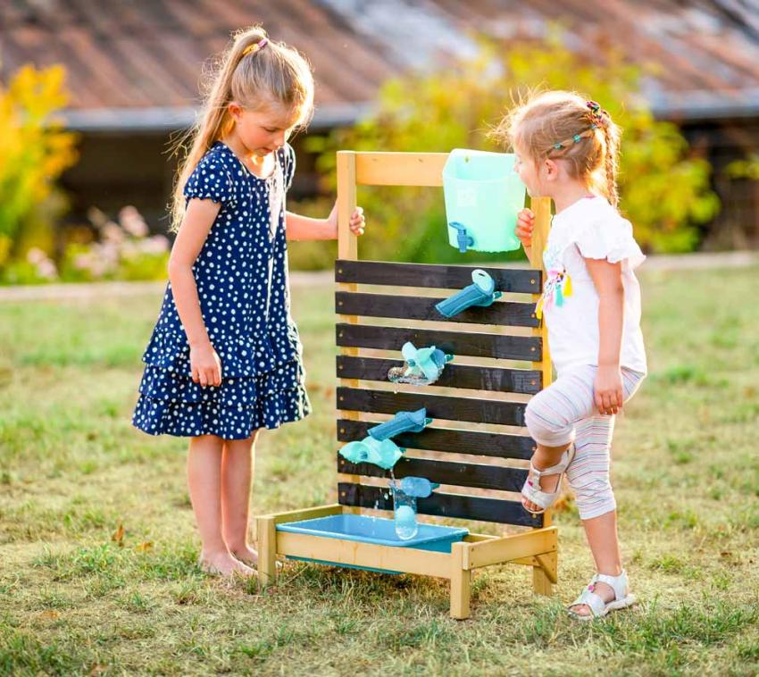 TP Toys Holz Wasserspielwand Garten Wasserspiel Splash natur 
