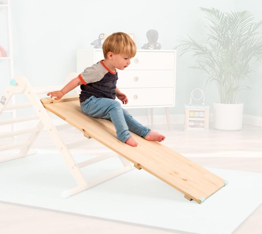 TP Toys Holz Rutsche | Zubehör für  Kletterwürfel & Klettergerüst | Natur | 100x45x6 cm 