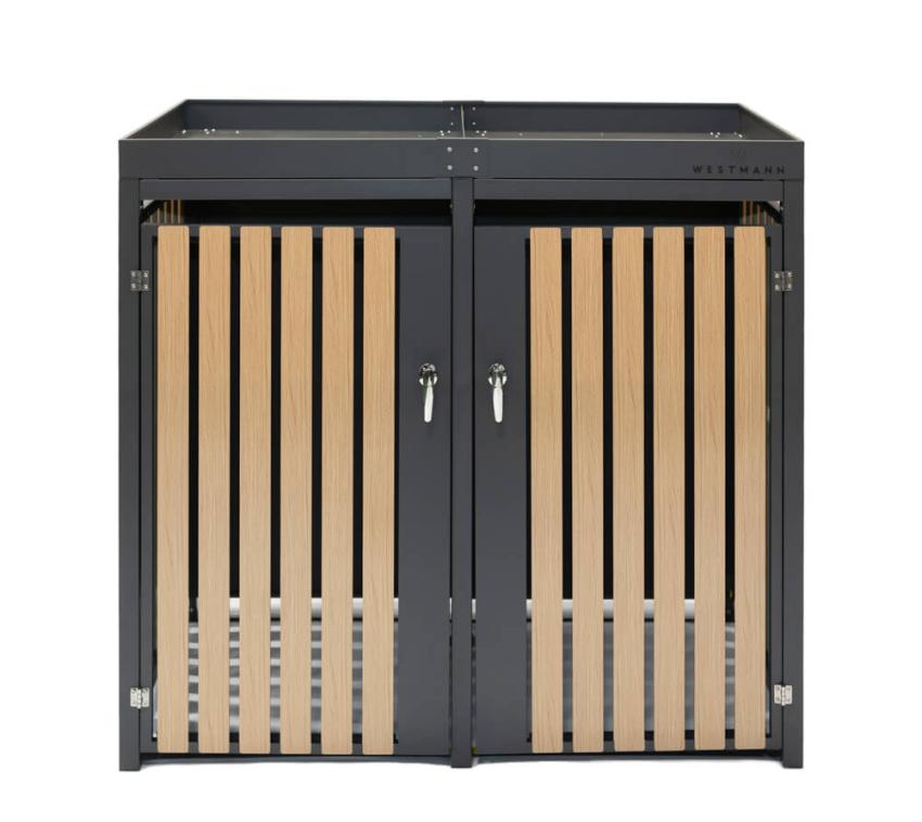 B-WARE Westmann Stahl Mülltonnenbox für 2 Mülltonnen 240 Liter | Anthrazit | 84x134x125 cm 