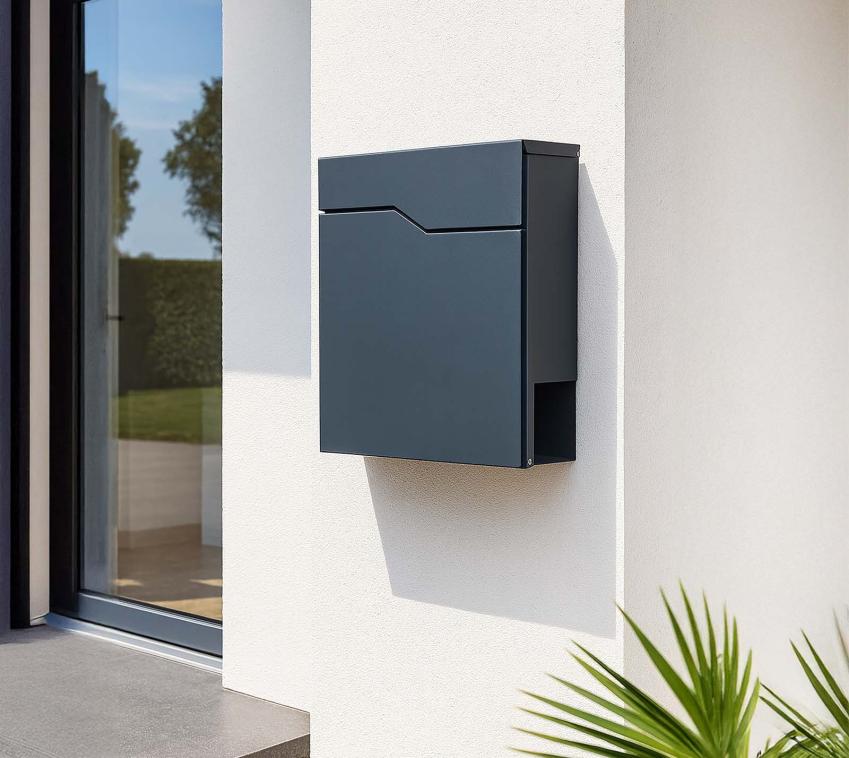 Westmann Brixa B | Wandmontage Briefkasten mit Zeitungsfach | Anthrazit 