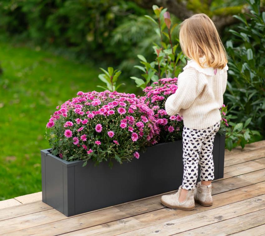Westmann Metall Pflanzkübel Talus M | Pflanzkübel rechteckig | Anthrazit | 100x25x27cm 