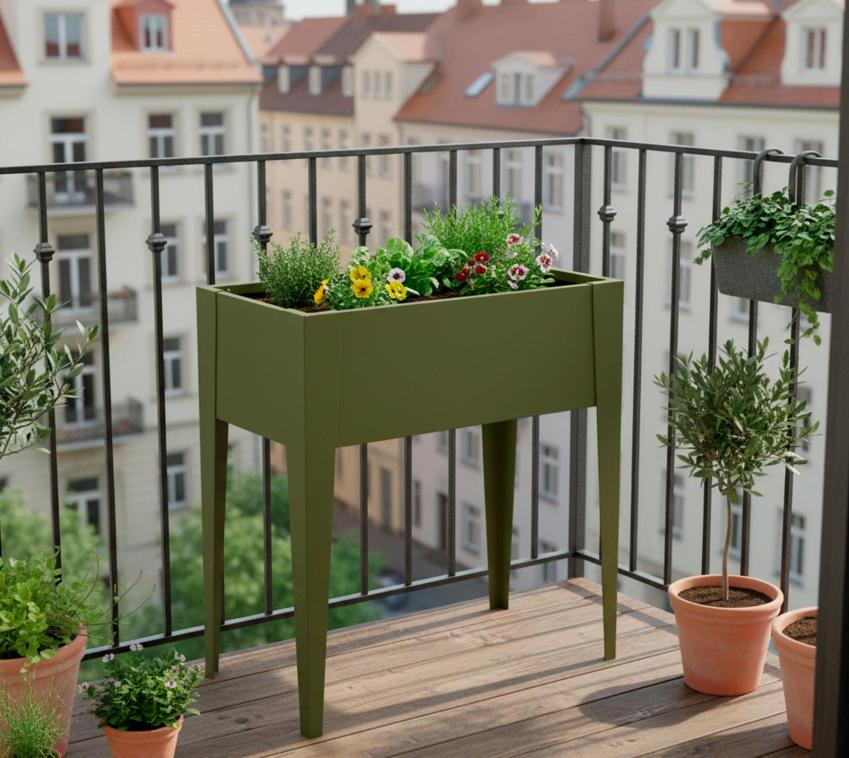 Westmann Vedura S | Metall Balkon Hochbeet | Olive 