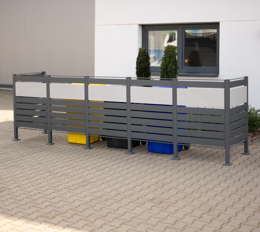 Westmann Metall Mülltonnenverkleidung Planum | 5x240 L | Anthrazit Mix | 400x90x120 cm 