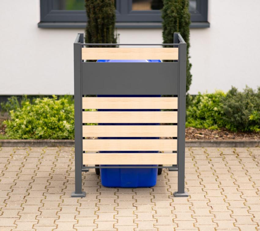 Westmann Metall Mülltonnenverkleidung Planum | 1x240 L | Holzoptik | 80x90x120cm 