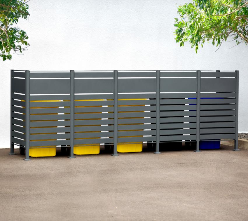 Westmann Metall Mülltonnenverkleidung Planum | 5x240 L | Anthrazit | 410x90x150 cm 