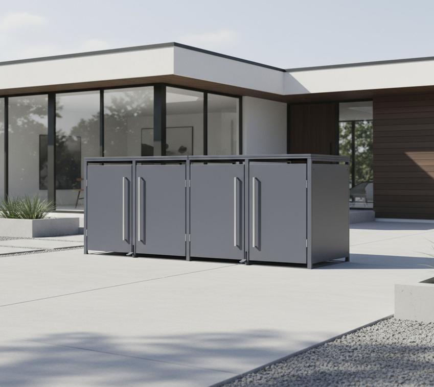 Westmann Pedura 4 | Metall Mülltonnenbox mit Fußpedal | 4x240 L | Anthrazit 