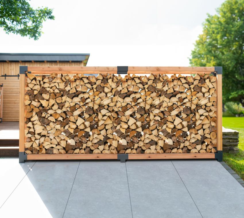 Westmann Lärchenholz Kaminholzregal Michel 8 | Außenbereich | Natur | 378x40x180 cm 