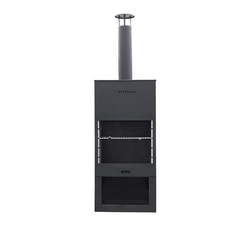 Westmann Stahl Grillkamin Terrassenofen | Schwarz | 41x70x229 cm 