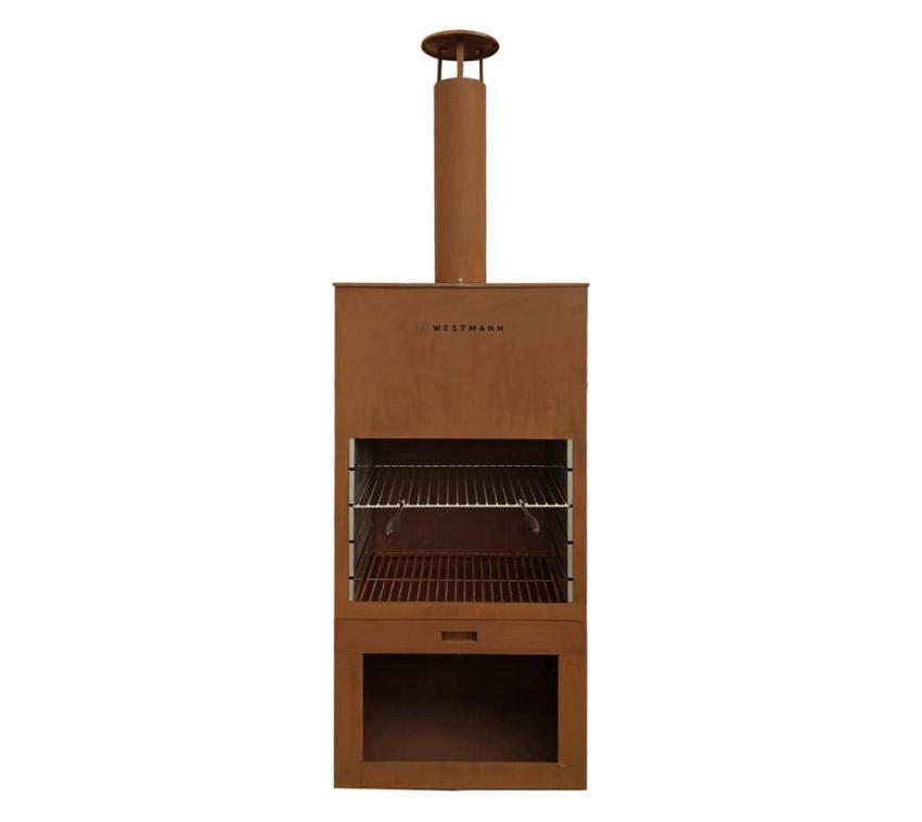 Westmann Stahl Grillkamin Feuerstelle | Rost | 70x41x229 cm 
