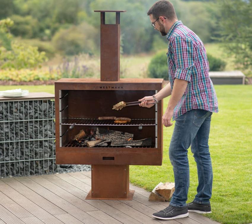 Westmann Stahl Grillkamin Feuerstelle | Rost | 41x90x160 cm 
