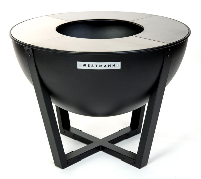 B-WARE Westmann Stahl Feuerstelle inkl. Edelstahl Grillplatte | Schwarz | 81x81x62 cm 