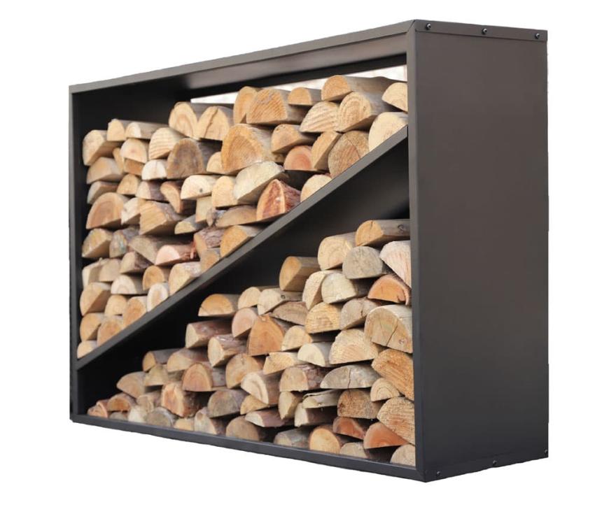 B-WARE Westmann Stahl Kaminholzregal | Schwarz | 115x35x80 cm 