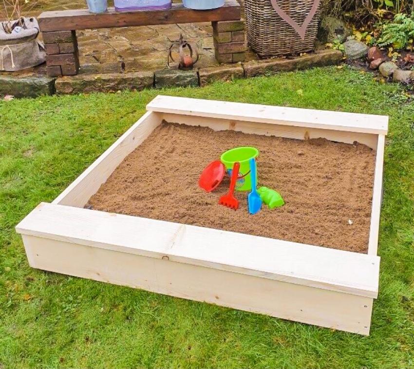 Westmann Holz Sandkasten Hercules | Natur | 130x130x20 cm 