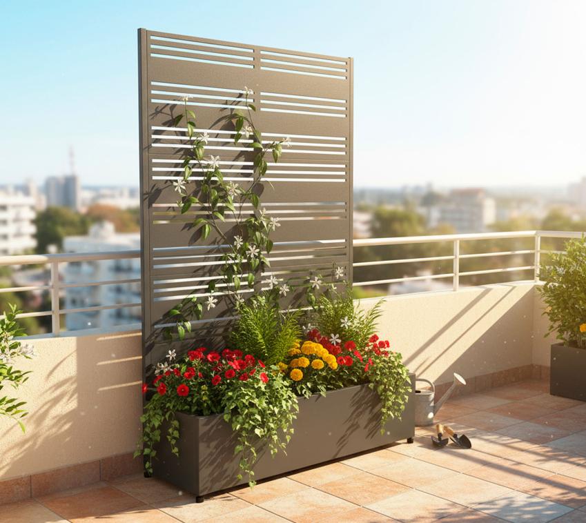 Westmann Dekora 2 | Metall Pflanzkasten mit Rankgitter | Anthrazit 