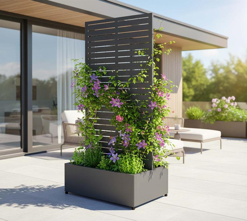 Westmann Dekora 6 | Metall Pflanzkasten mit Rankgitter | Anthrazit 