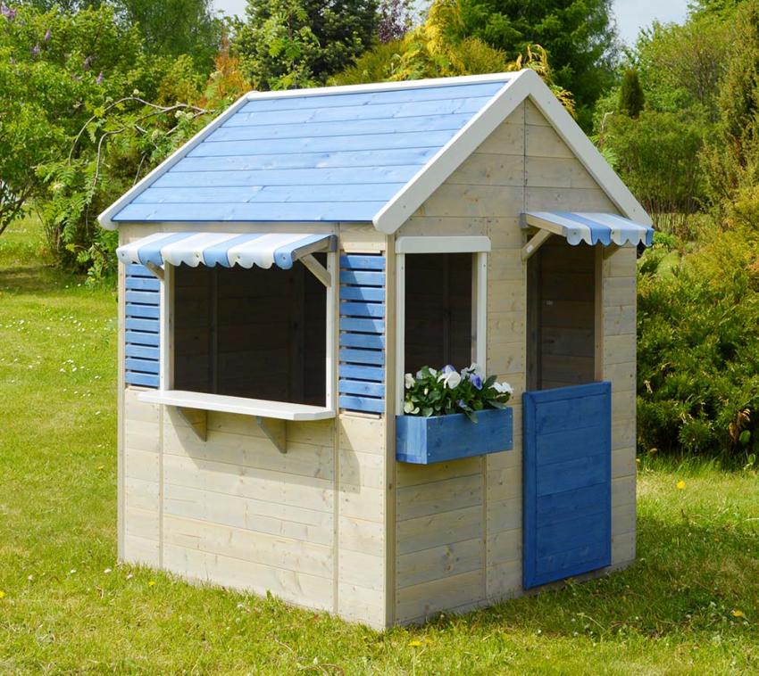 Wendi Toys Holz Spielhaus Delfin | Natur | 120x120x155 cm 