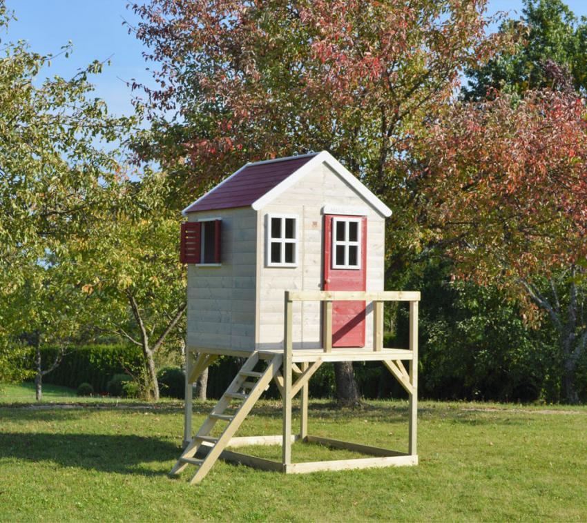 Wendi Toys Holz Stelzenhaus Storch | Natur | 160x190x242 cm 