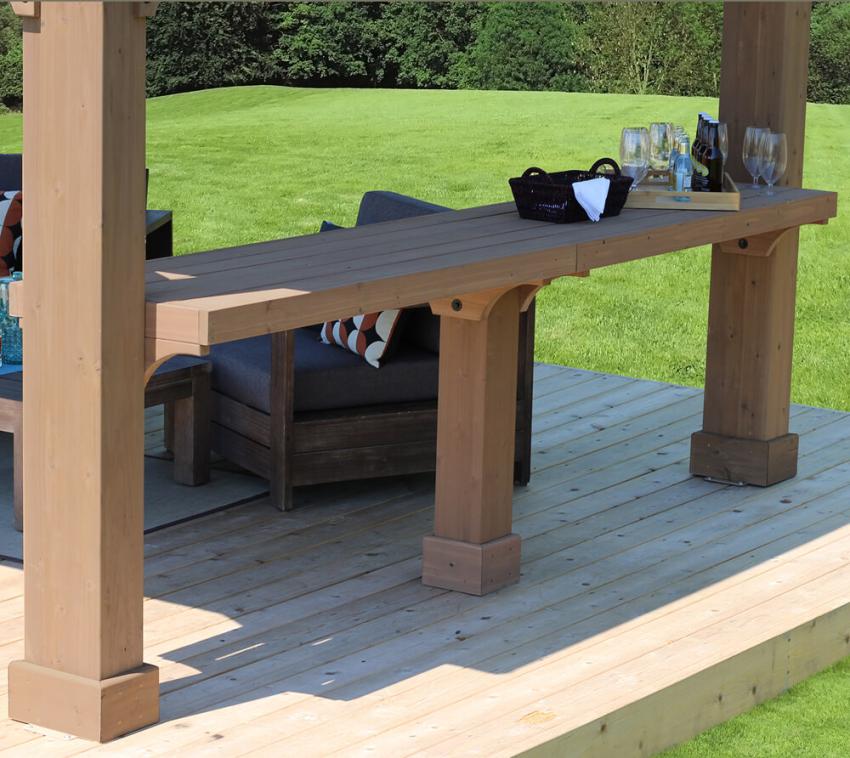 B-WARE Westmann Seitenablage Holz Pavillon Devon | Natur | 59x299x96 cm 