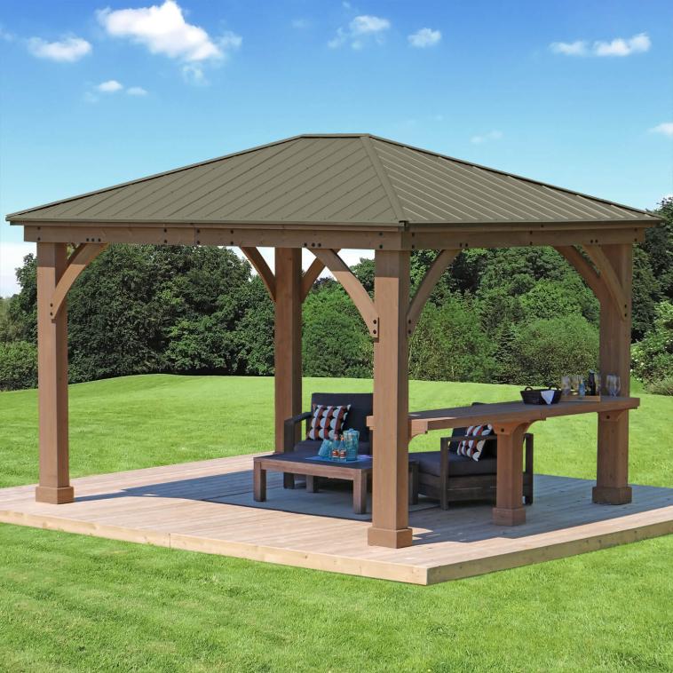 B-WARE Westmann Seitenablage für Holz Pavillon Devon 12x12 und 12x14 braun 