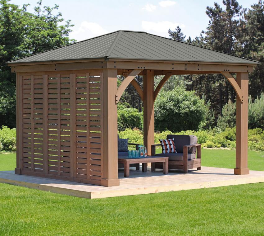 Westmann Seitenwand für Holz Pavillon Devon 12x12 und 12x14 braun 