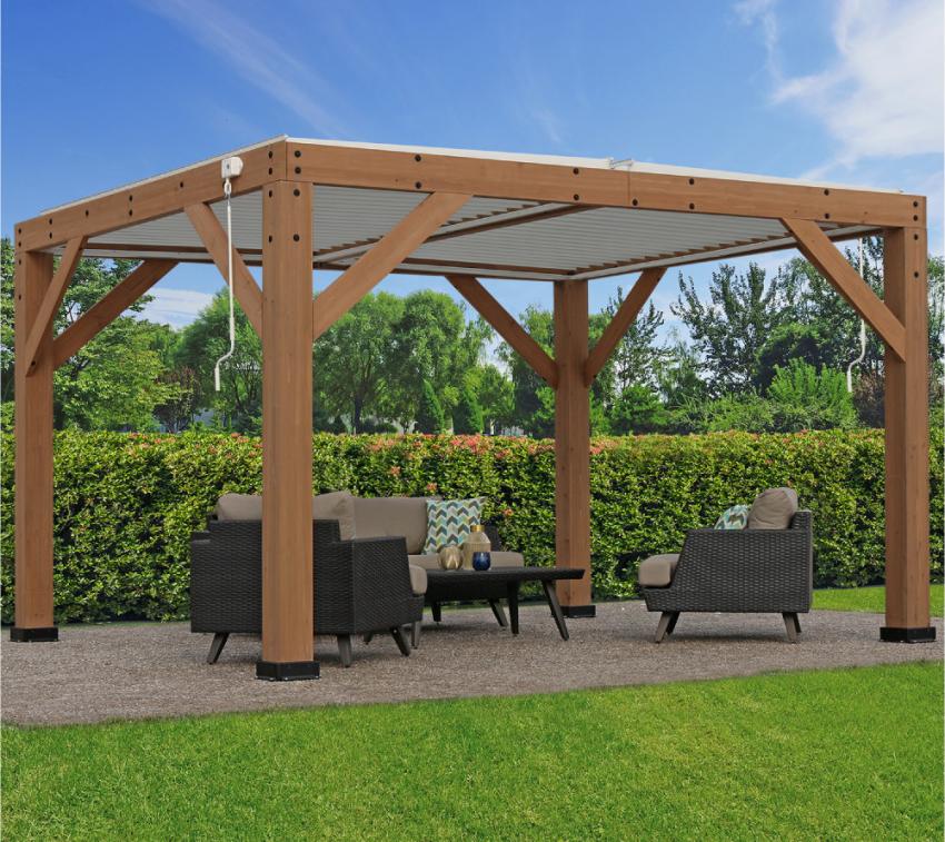 Westmann Zedernholz Pavillon mit Lamellendach Karl 1311 | 396x335x251 cm 