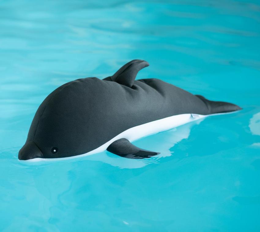 B-WARE Westmann Stoff Schwimmtier Delfin Badeinsel grau 102x40 cm 