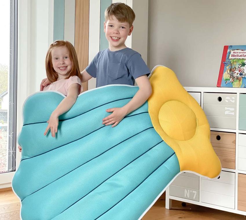 B-WARE Westmann Stoff Schwimminsel Muschel Badeinsel blau 120x105 cm 