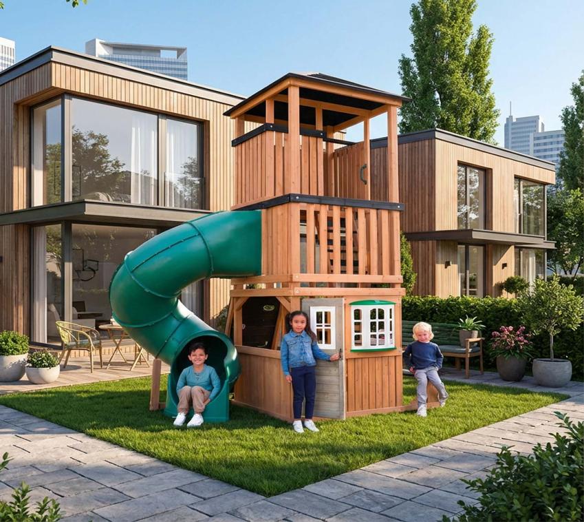 Zwerkules Ramba | Holz Spielturm mit Rutsche | für den kleinen Garten 