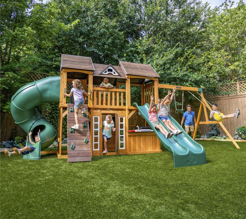 Zwerkules Bolzo | Spielturm mit Rutschen und Schaukel | Holz  