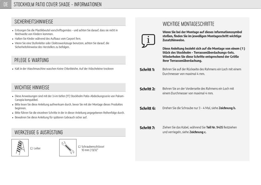 Palram - Canopia Sonnensegel für Terrassendach Stockholm | Weiß | 340x810 cm 