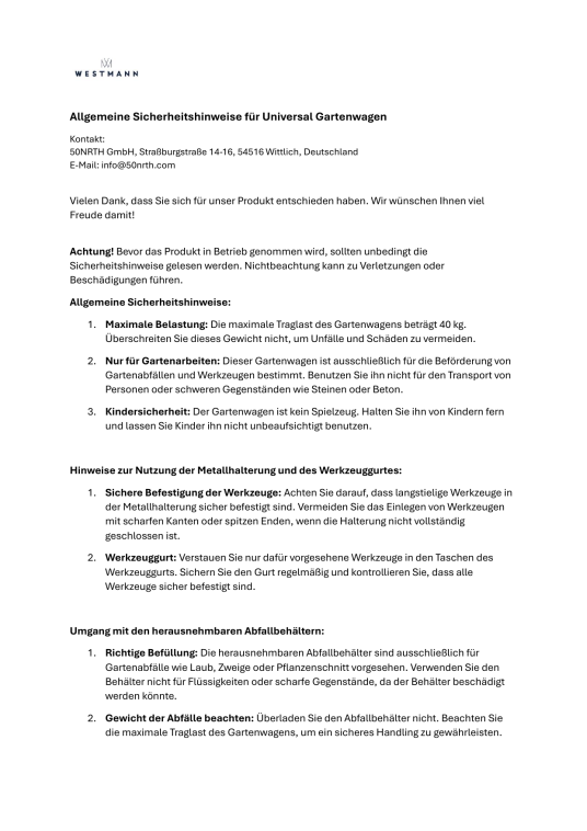 Westmann Prakta M | Kunststoff Gartenwagen | mit Kippfunktion 