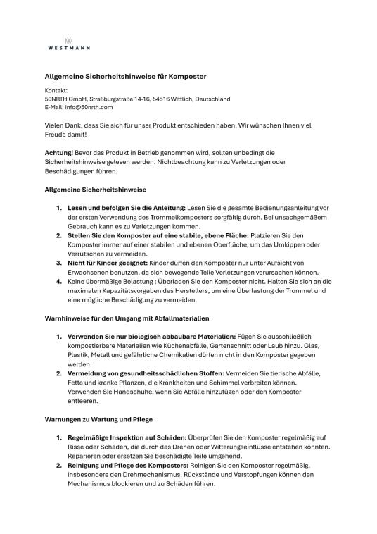 Westmann Kunststoff Trommelkomposter Humus | 60 L | 60x74x36 cm 