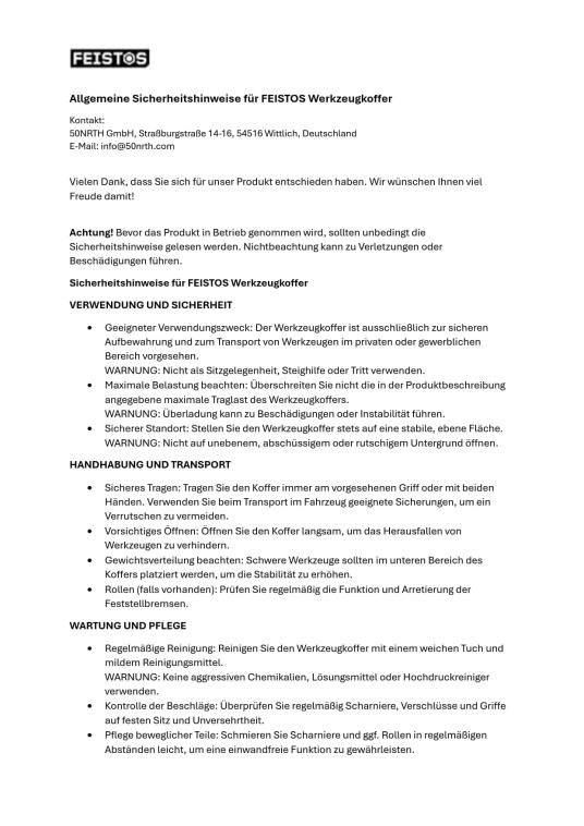 FEISTOS Manos 141 | Metall Werkzeugkoffer bestückt | 141 Teile 