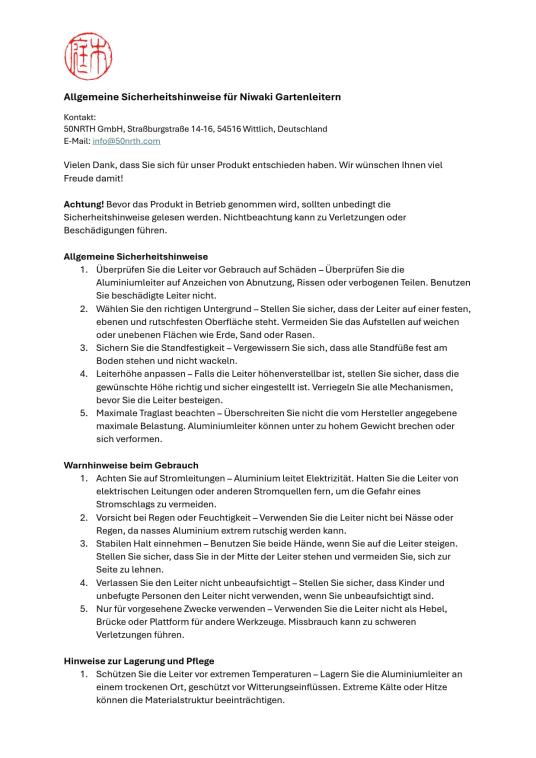 Niwaki Aluminium 3-Holm-Gartenleiter höhenverstellbar | Silber | 227x140x301 cm 