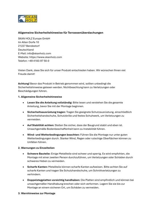 Skan Holz Aluminium Terrassenüberdachung Monza | Anthrazit | 307x648x257 cm 