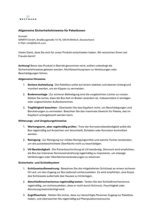 Westmann Stahl Paketbox Pedro | Anthrazit | 50x37x112 cm 