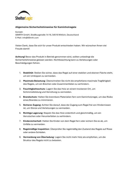 ShelterLogic Stahl Kaminholzregal inkl. Abdeckung | Schwarz | 126x25x118 cm 