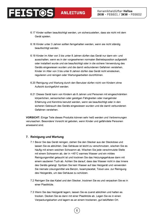 FEISTOS Keramik Heizlüfter Helios 3000 | 3000 W | 28x18x32 cm 