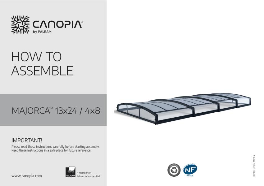 Palram - Canopia Aluminium Poolüberdachung Majorca 46 | Anthrazit | 670x457x81 cm 