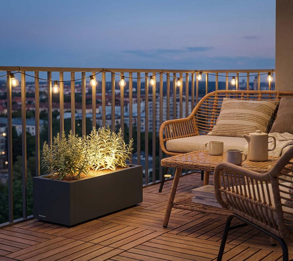 Herstera Garden Cube Balcony M Plus | Metall Blumenkasten mit LED