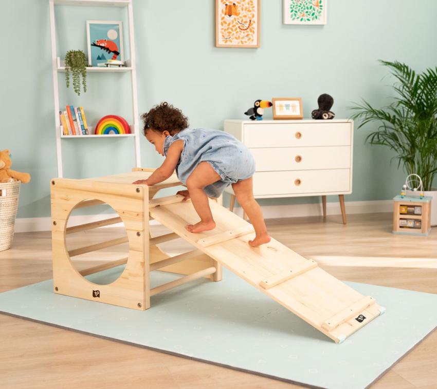 B-WARE TP Toys Active Tots Holz Rutsche | Modul für Kletterdreieck & Kletterwürfel | Natur | 100x45x6 cm 