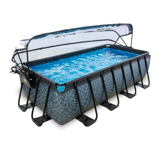 exit frame swimming pool inkl uberdachung stone 400x200 cm mygardenhome