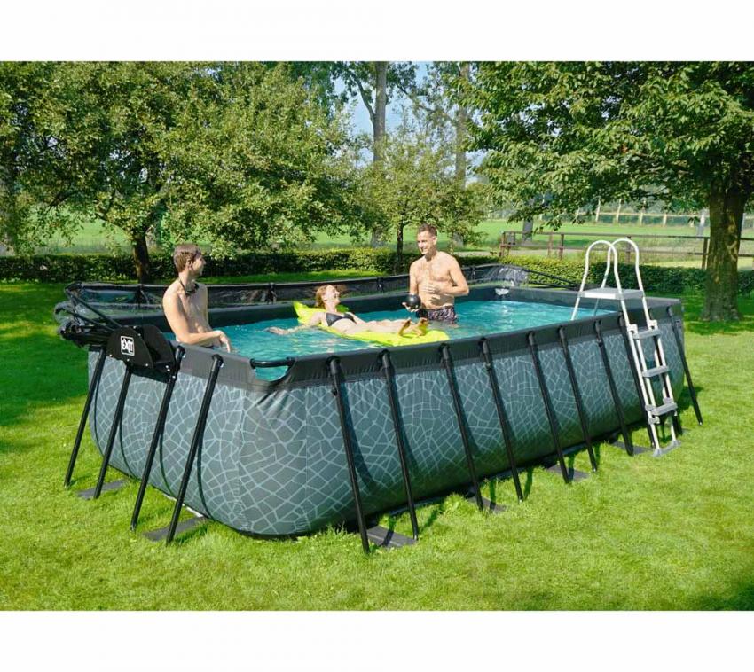 exit frame swimming pool inkl uberdachung stone grau 600x290x240 cm mygardenhome