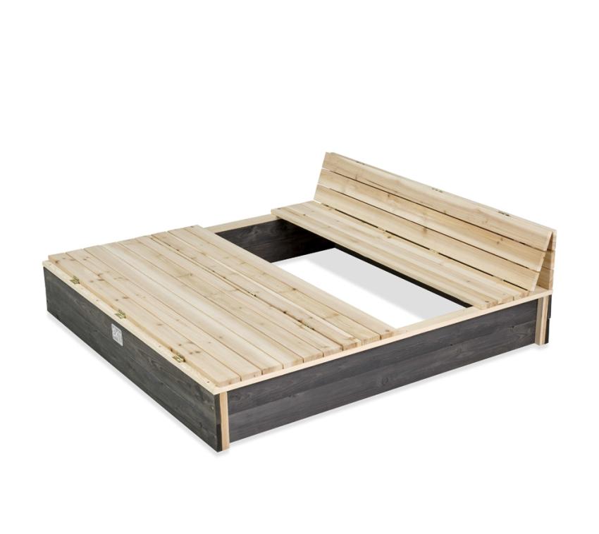Exit Holz Sandkasten Aksent XL | Grau | 136x132x20 cm 