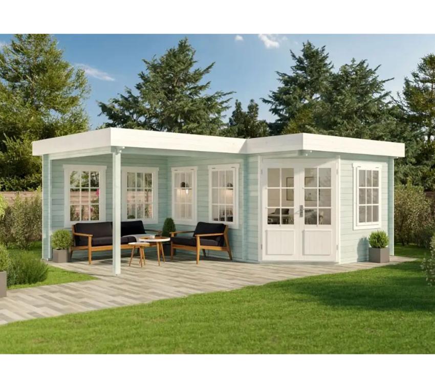 Alpholz Holz 5Eck Gartenhaus Pepe Natur 462x618x236 cm mygardenhome
